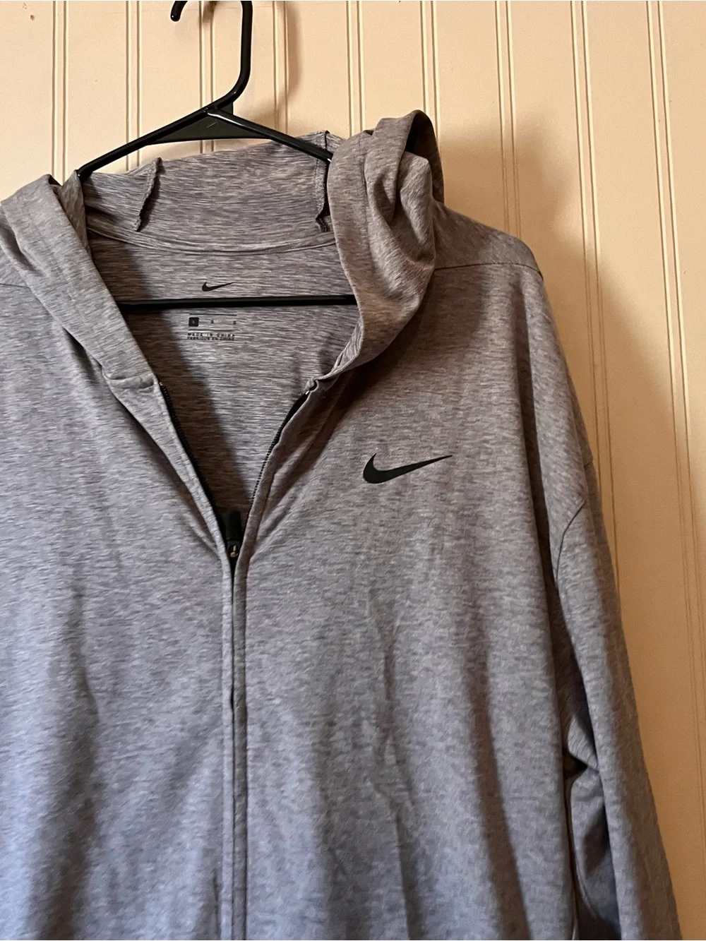 Nike Dri-Fit Full Zip Hooded Sweatshirt Track Jacket Size Large Gray
